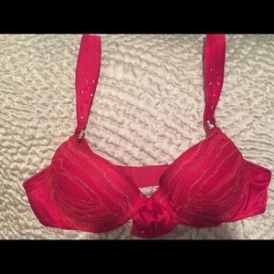 Couture red velvet /mix fabric bra